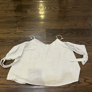 blue and white striped top